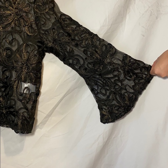 Nina Leonard Black Cardigan with Flower Details - Picture 4 of 7